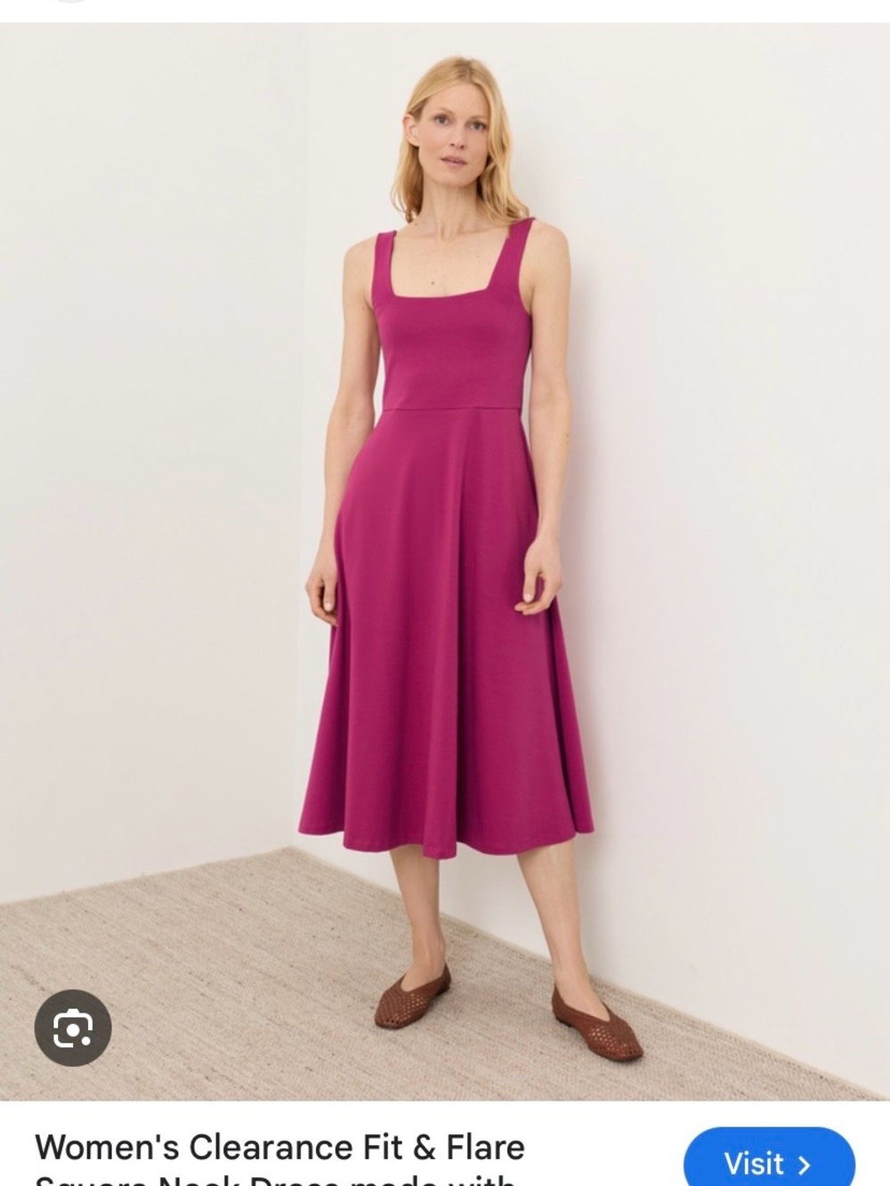 Pact pink flower Square-Neck Fit & Flare Midi Dress - xs - worn once!